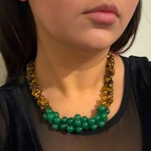 Genuine Amber and Jade adjustable necklace.